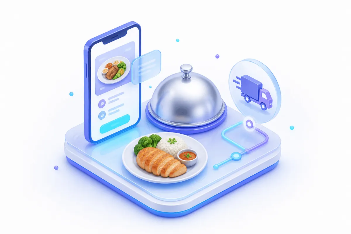 Food and restaurant software — a cloche lifting from a plate