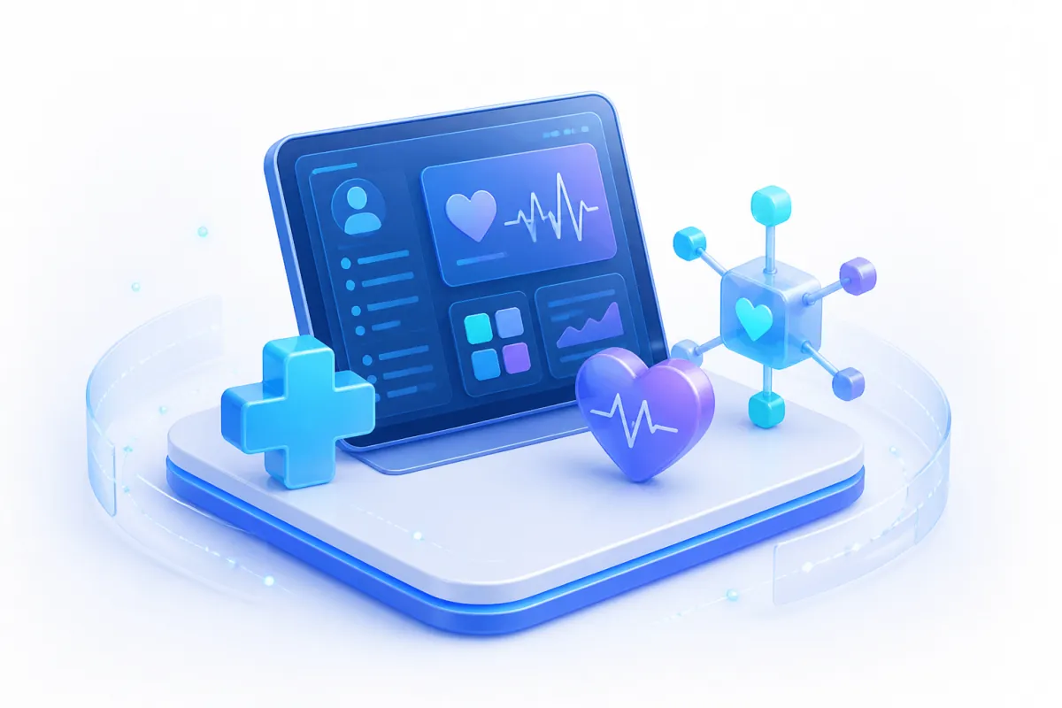 Healthcare software — a patient monitor with a medical cross