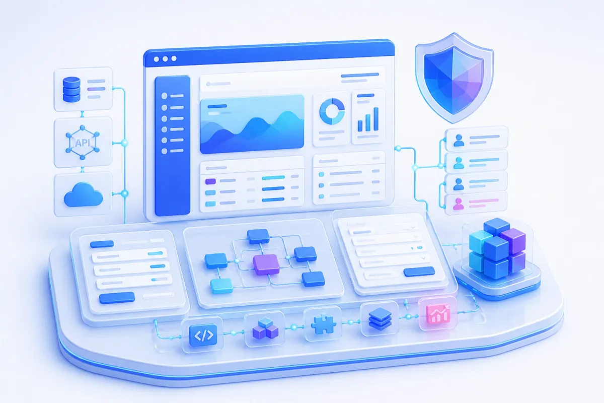 Angular development — a structured enterprise application with secure modules and data connections