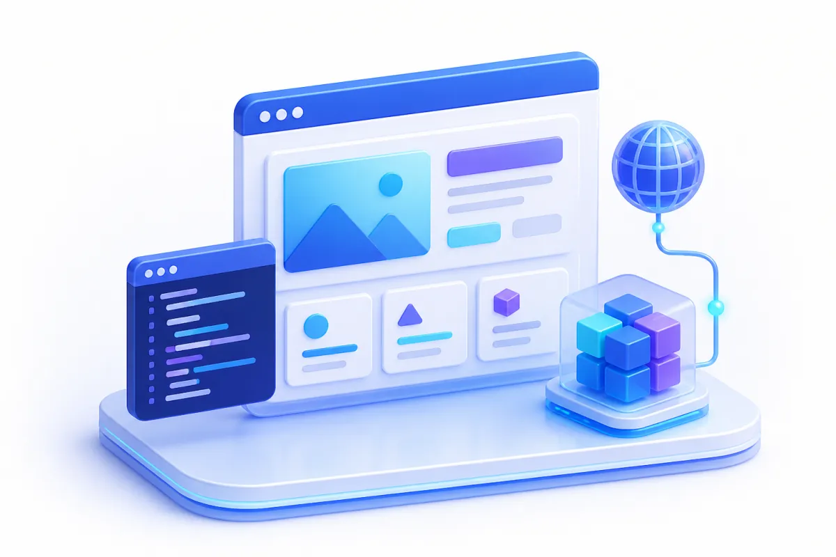 Web development — a browser window over a web application